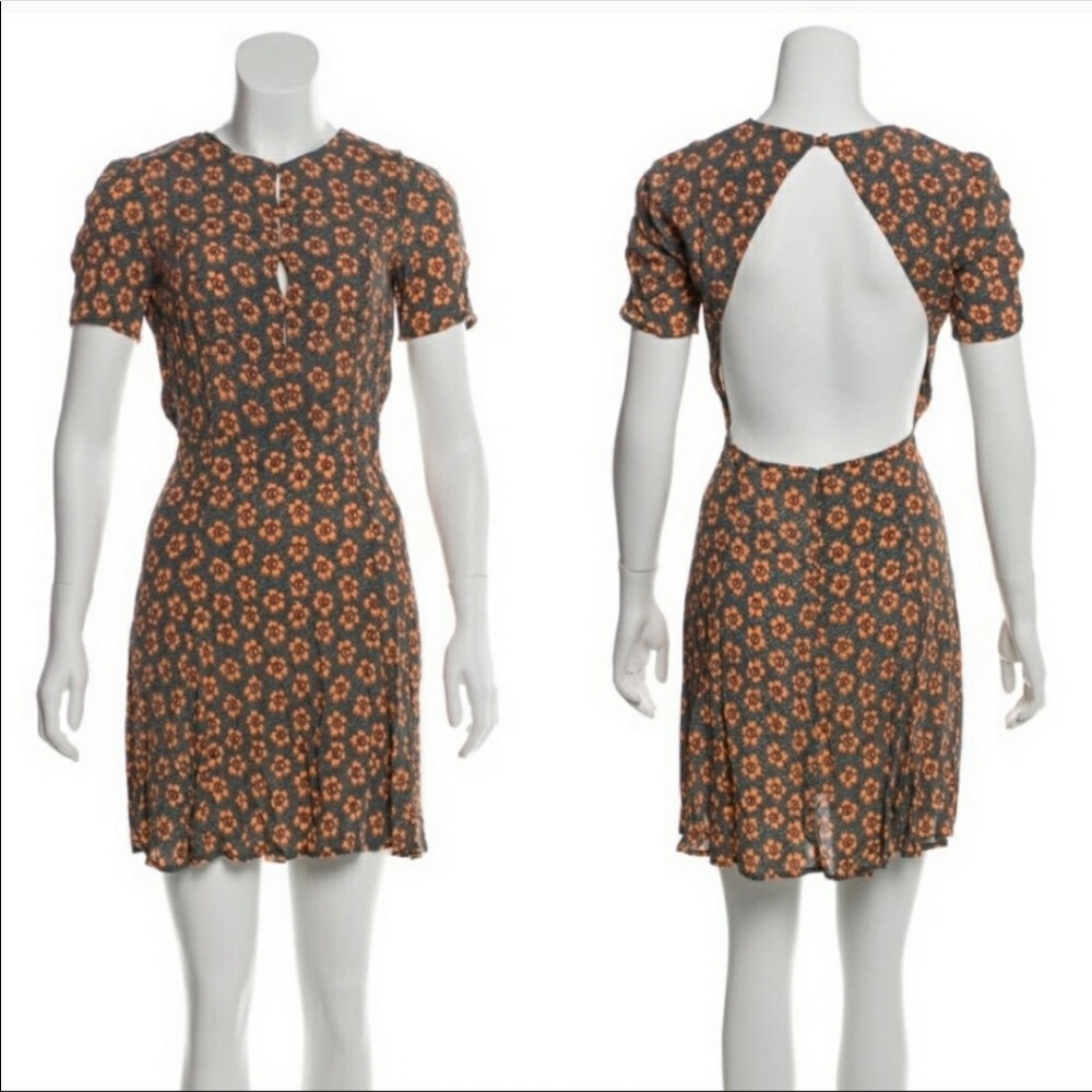 Reformation floral open back dress